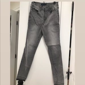 High waisted grey skinny jeans